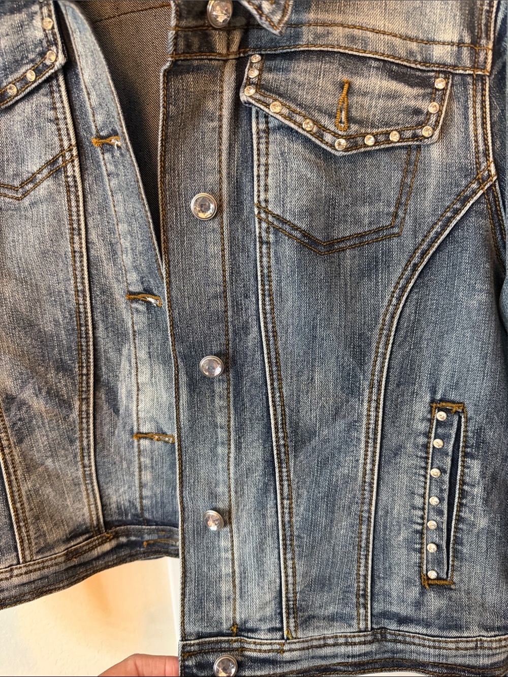 Earl Jeans Studded Blue Denim Jean Jacket - Picture 3 of 4